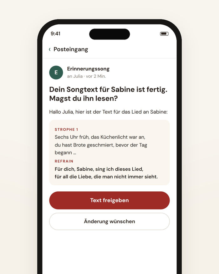 Produktbeispiel Erinnerungssong (Beispiel-Song, Name erfunden)